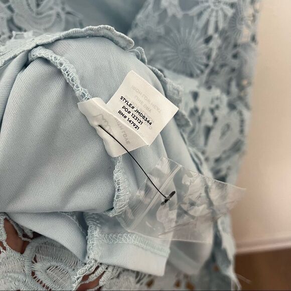 Lulus Romance Language Light Blue Backless Lace Mini Dress - Picture 8 of 12
